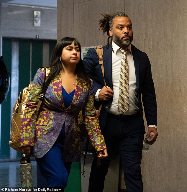 Adam Foss, 43, has been cleared of charges of rape and sexual abuse after prosecutors alleged he raped a woman in a New York hotel room in 2017. Pictured alongside his lawyer Priya Chaudhry